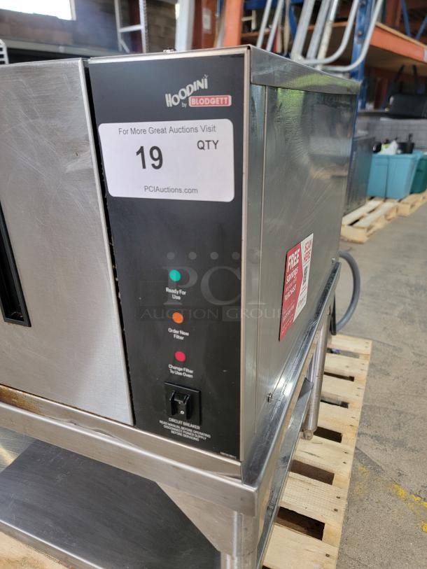 Blodgett CTB-1 double convection ovens with Hoodini ventless system, stainless steel, auction label visible.