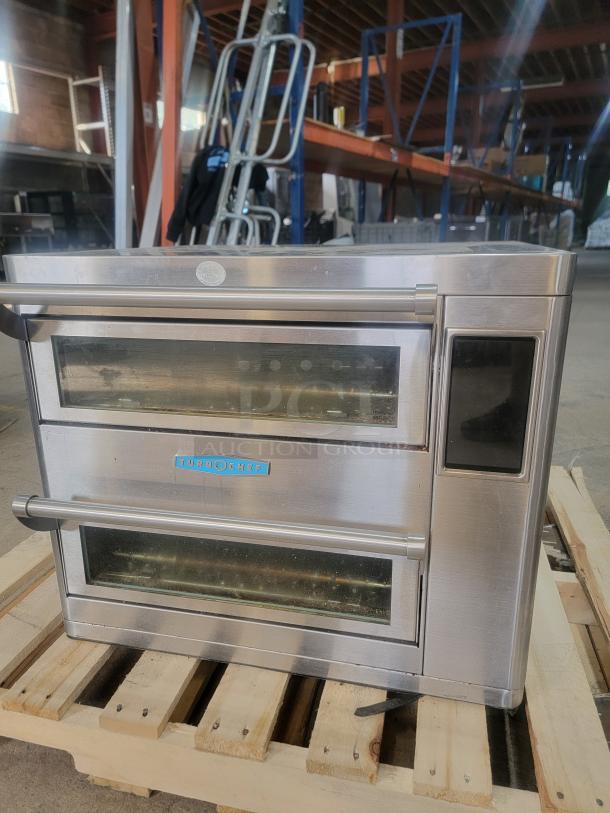 TurboChef HHS 9500-14-DL Double Batch high-speed oven, stainless steel, countertop unit, visible TurboChef logo, well-maintained.