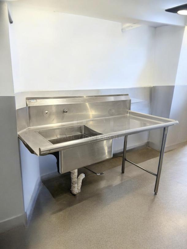 Stainless steel GSW commercial sink with left drainboard, single compartment, NSF certified, excellent condition.