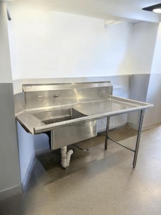 Stainless steel GSW commercial sink with left drainboard, single compartment, NSF certified, excellent condition.