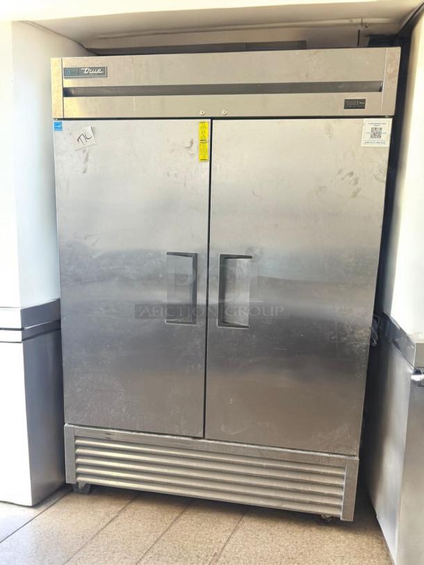 True T-49F-HC 2-Door Reach-In Freezer in excellent condition, stainless steel, 115V, with visible labels, fully tested.