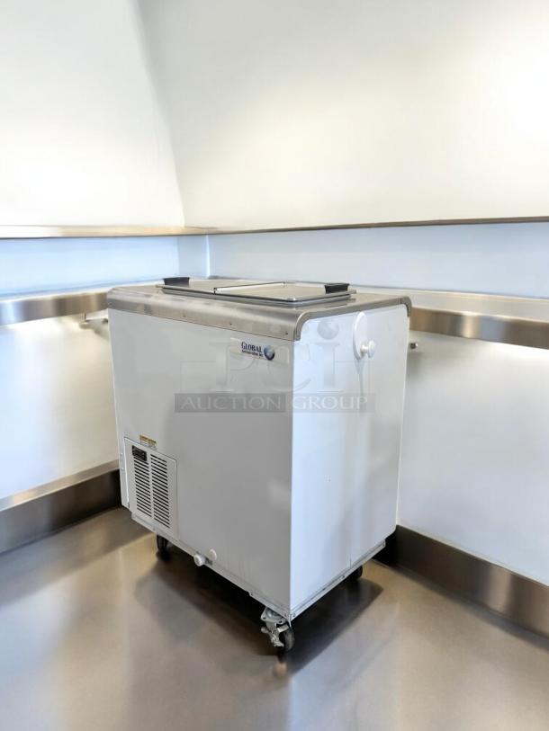 Global Refrigeration ice cream freezer in excellent condition, stainless steel top, 115V, fully tested and working.