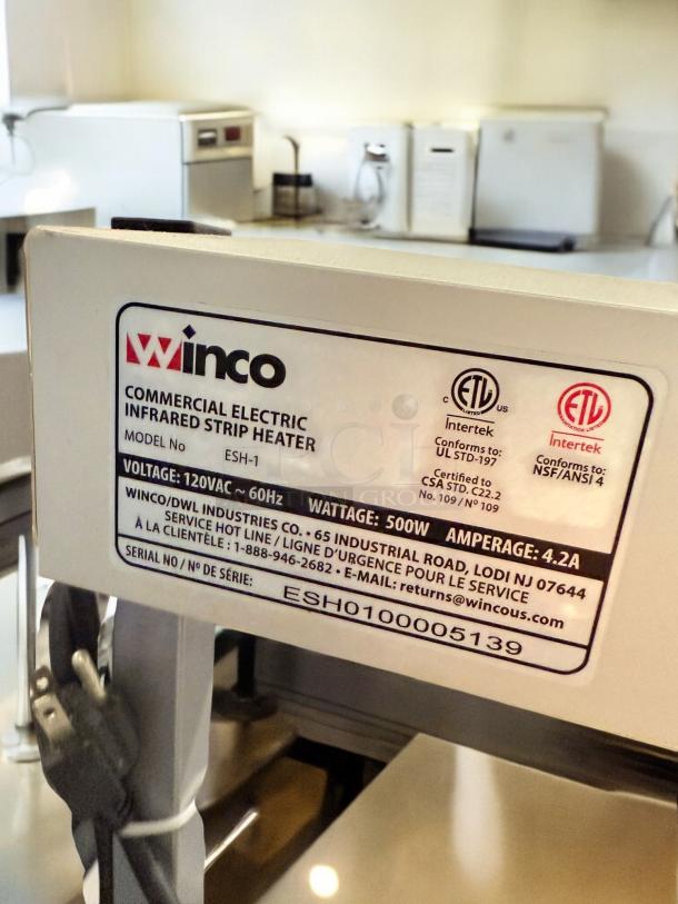 Winco ESH-1 Commercial Infrared Strip Heater, 120V, 500W, excellent condition, fully tested. Serial: ESH01000005139.