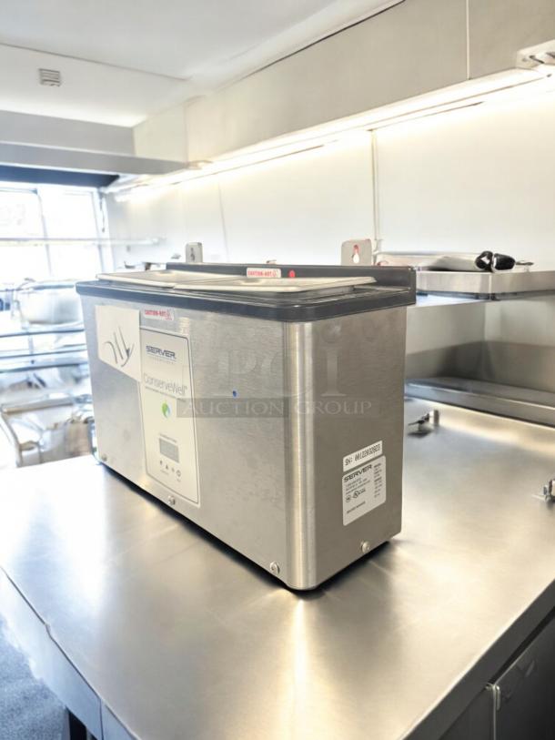 Server Products CW-T Heated Soaker, Model 87760, in excellent condition on stainless steel surface, fully tested and working.