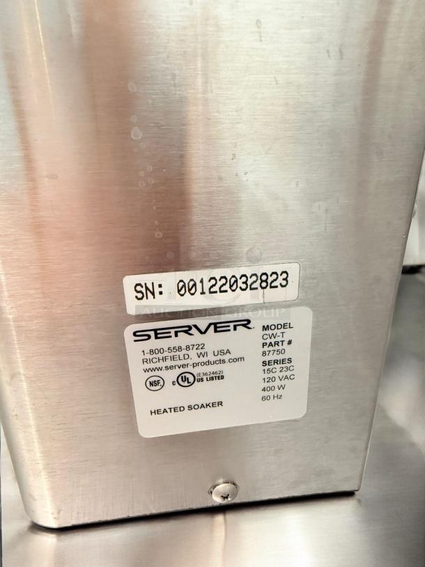 Server Products CW-T Heated Soaker, excellent condition, 120V, 400W, Part #87760, fully tested, serial #00122032823.