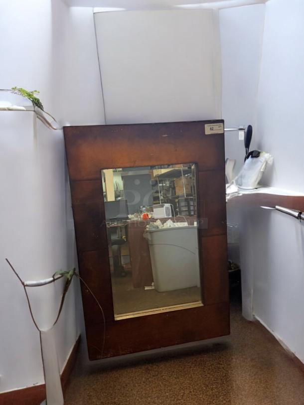 Set of 2 decorative wall mirrors, custom make, excellent condition, rectangular shape, ready for use.