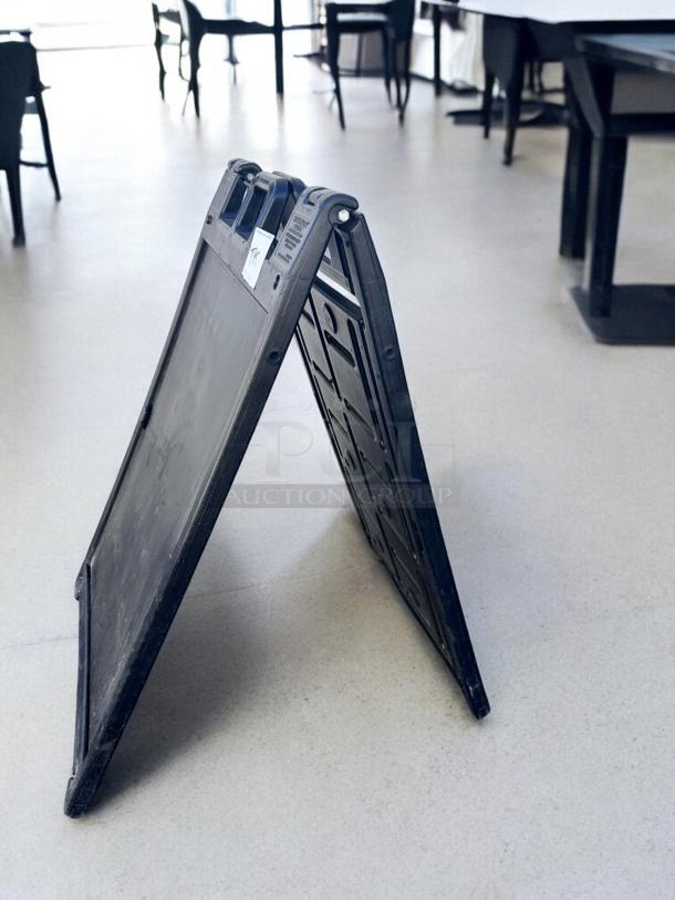 Signicade Deluxe Plastic A-Frame sidewalk sign, 24"x36", excellent condition, black, fully functional, visible label on top.