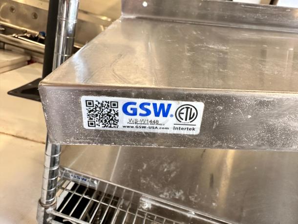 GSW Stainless Steel Wall Shelf, model WS-W1448, 48" wide, NSF certified, excellent condition, fully tested.
