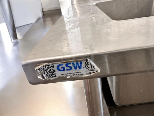 GSW stainless steel worktable with left-side sink, 72"x30", NSF/ANSI 12 Certified, ETL listed, excellent condition.