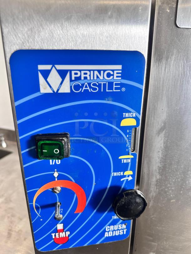 Prince Castle 297-T20 Slim Line Bun Toaster, 115V, excellent condition. Features adjustable thickness and temperature control.