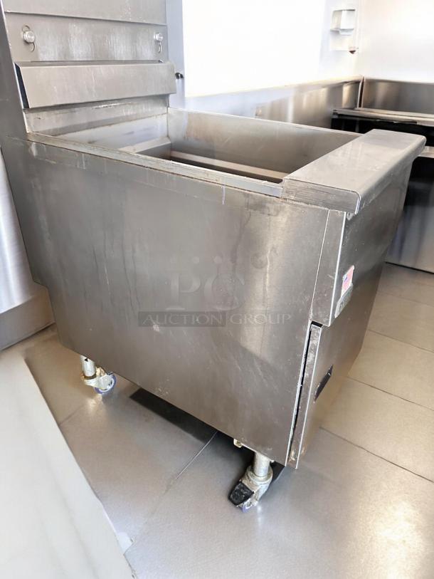 Pitco SG18S gas fryer, 65 lb capacity, stainless steel, natural gas, excellent condition, fully tested and working.