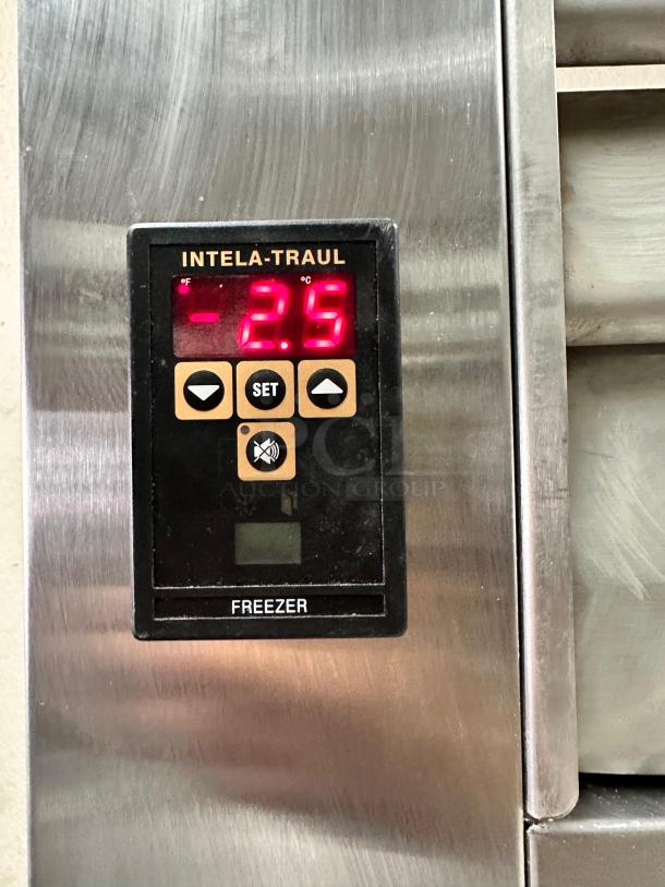Traulsen 3-Door Freezer, Model RLT332WUT-FHS, control panel at -2.5°C, excellent condition, fully tested.