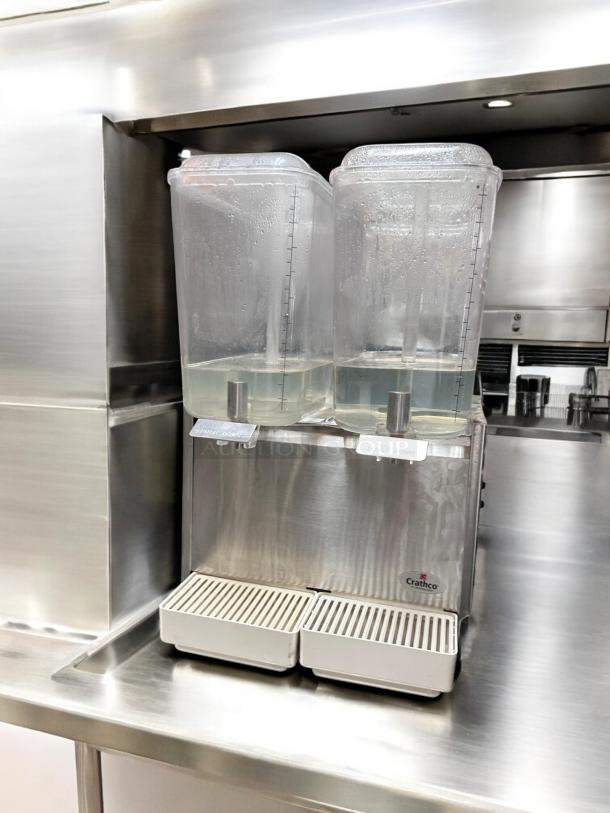 Crathco D25-3 Cold Beverage Dispenser in excellent condition, dual tanks, clear containers, fully operational.