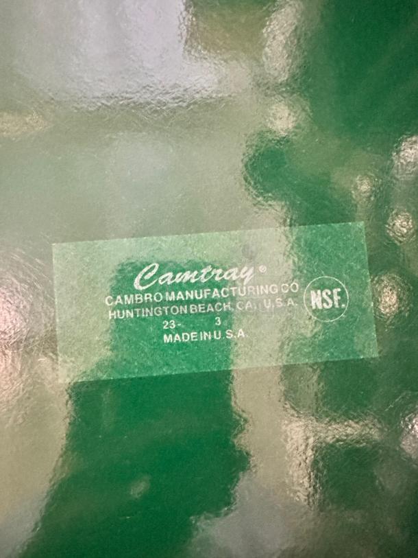 Green Cambro Camtray® food service tray, model 23-3, NSF certified, excellent condition, made in USA.