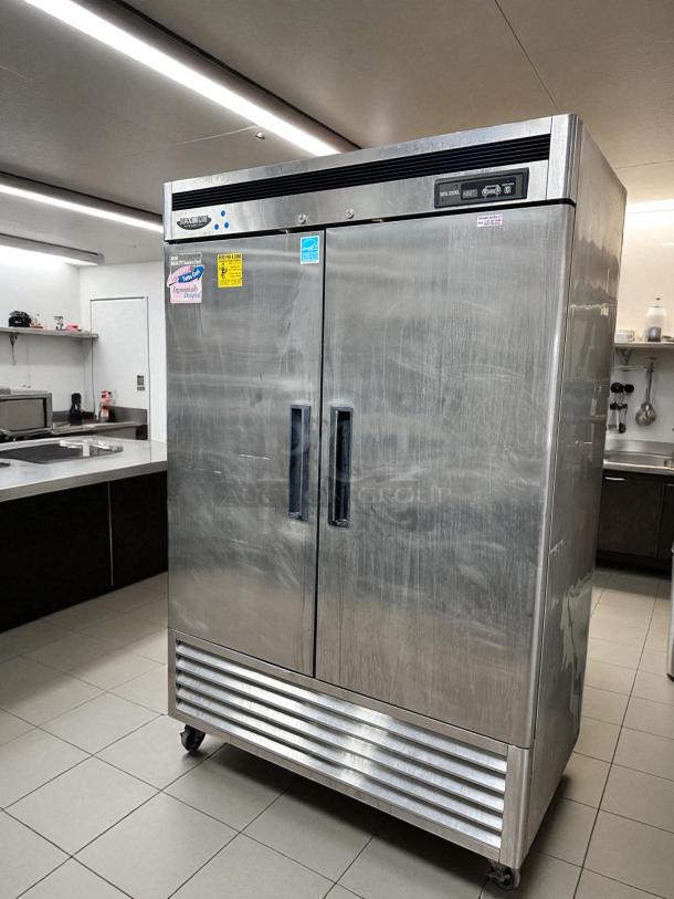 Turbo Air 2-Door Commercial Refrigerator, Model MSR-49NM, excellent condition, stainless steel, fully tested, visible control panel.