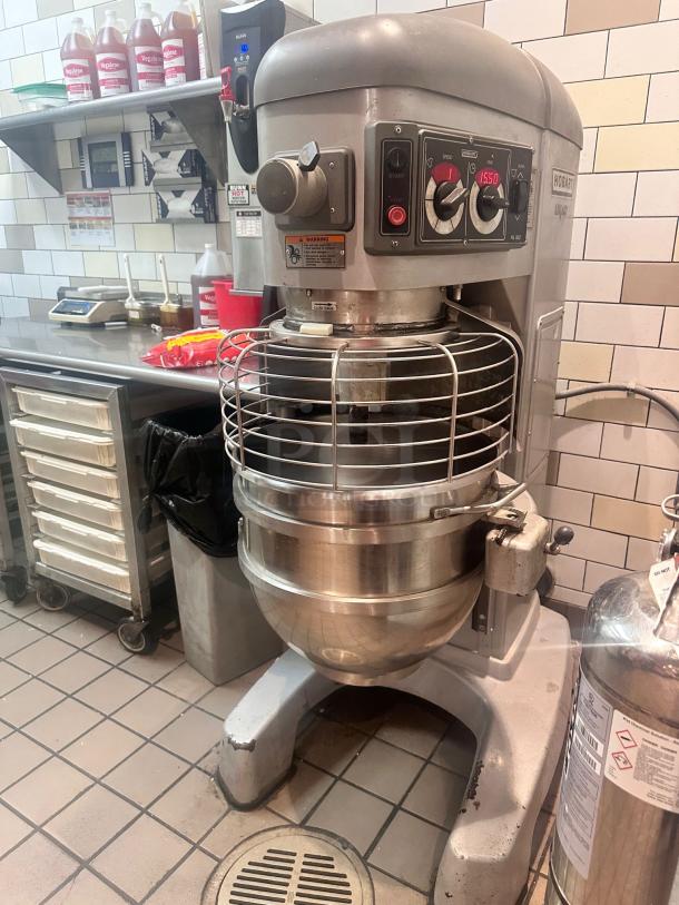 Hobart Legacy+ HL662-1STD planetary mixer in excellent condition; tested and working. Featuring robust controls and safety guard.