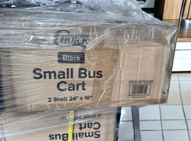 Brand new Choice Small Bus Cart, 2 shelves, 24"x16", black, model 109CARTBS2BK. Lightweight, durable utility cart.