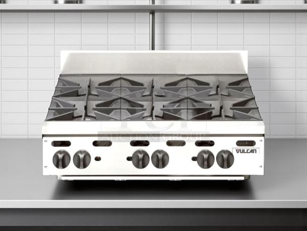 Vulcan VHP636 36" 6-burner countertop range, natural gas, 180,000 BTU, excellent condition, tested and working.
