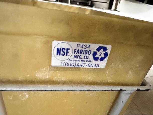 Faribo P434 Triple Bin Recycling Cart, NSF Certified, excellent condition, visible label with specifications.