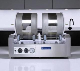 Ideal IU2X25S roller bottle mixing machine in excellent condition, 115V, fully tested and working, sleek metallic design.