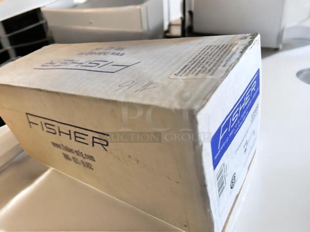Brand new Fisher 22349 DrainKing Basket Strainer with Overflow Tube in sealed box. Stainless steel, NSF certified.