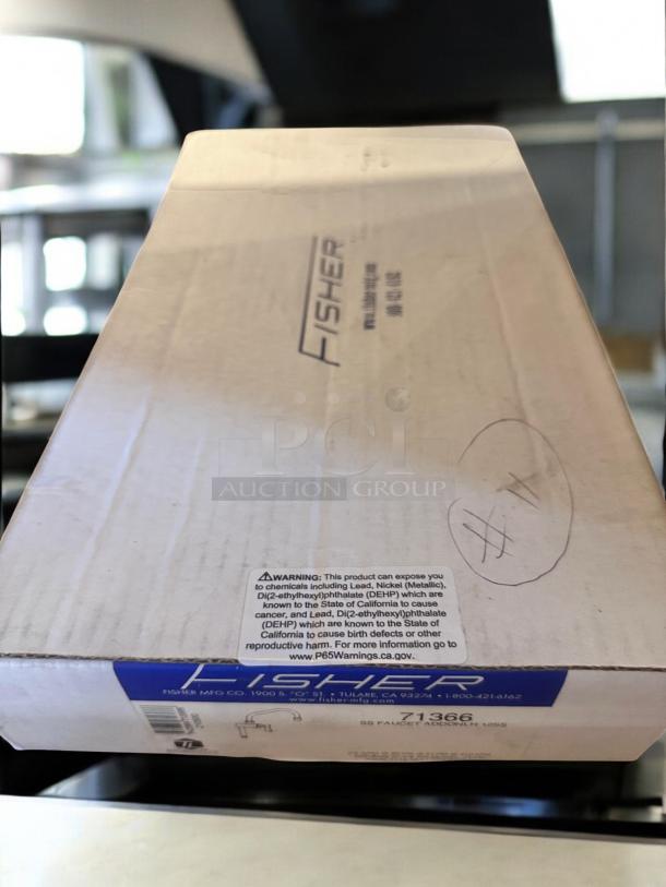 Brand new Fisher 71366 stainless steel faucet add-on, 12" spout, NSF certified, in original packaging with warning label.