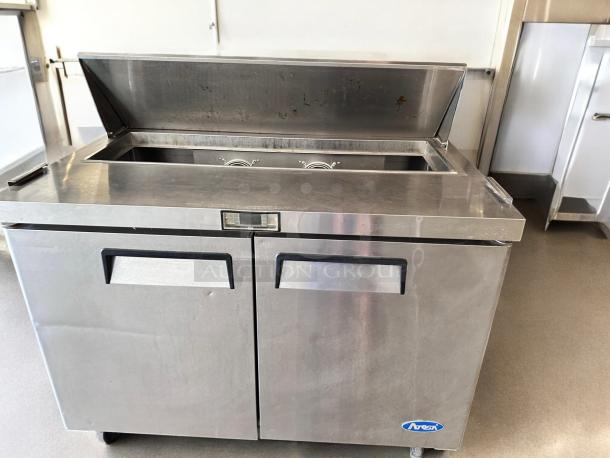 Atosa MSF8302 2-door salad prep table refrigerator in excellent condition. Stainless steel, fully tested and operational.
