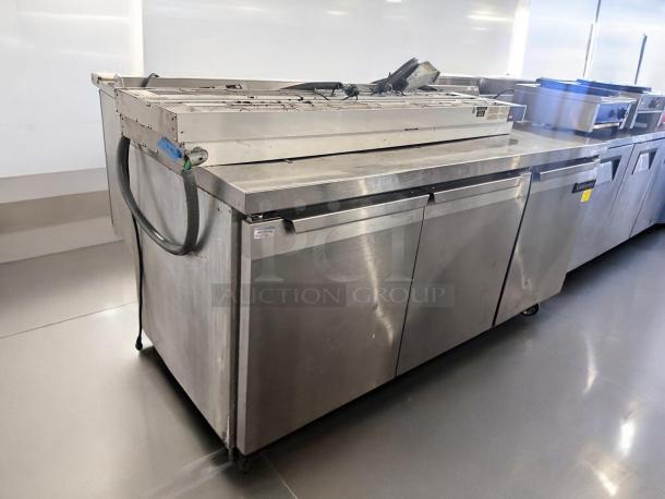Continental 3-Door Undercounter Refrigerator in excellent condition, fully operational, stainless steel finish.