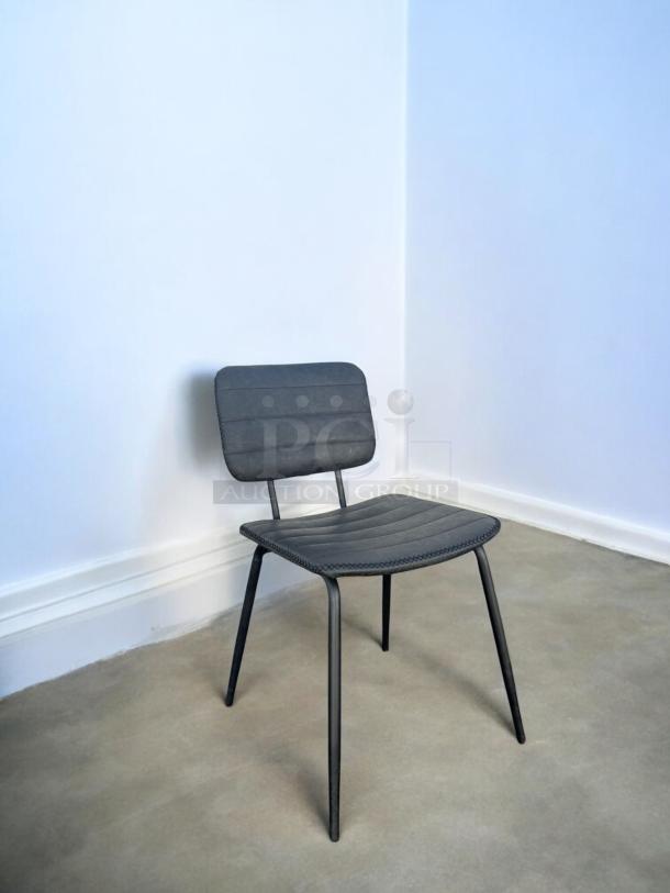 Black metal frame dining chair, upholstered seat and back, excellent condition, sturdy, model: Dining Side Chair.