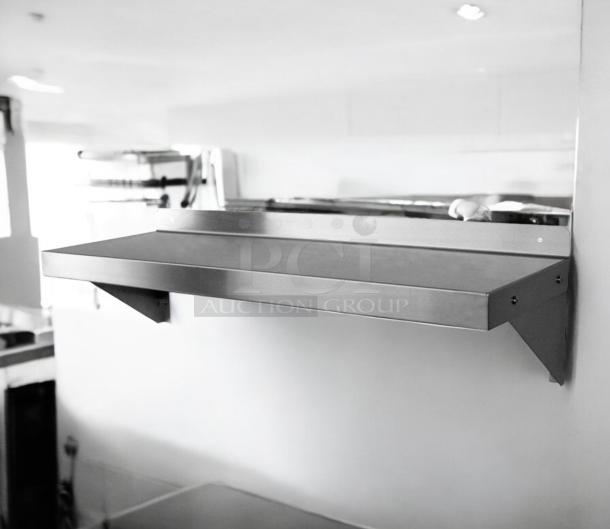 Brand new GSW WS-W1424 stainless steel wall mount shelf, heavy-duty, NSF listed, in pristine condition.