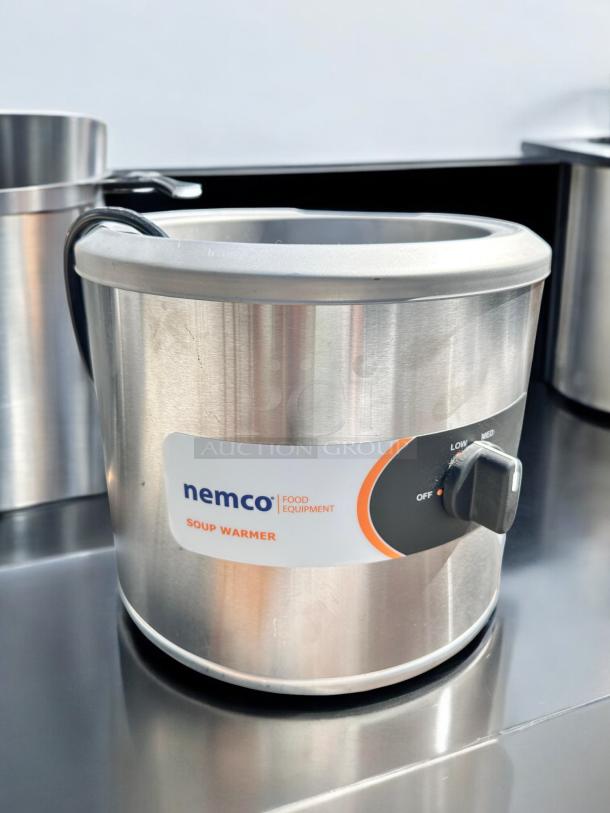 Brand new Nemco 6100A countertop soup warmer, 11 qt, 550W, 120V, NSF certified, stainless steel finish, made in USA.