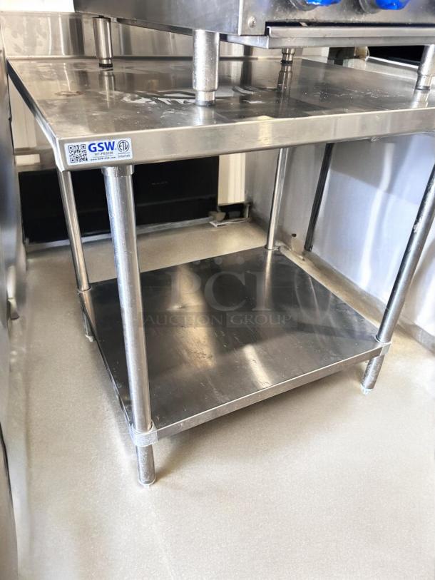 GSW Heavy Duty Stainless Steel Soiled Dishtable, 30" x 60", NSF Certified, Model WT-PB3036, excellent condition.