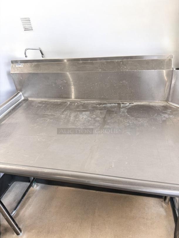 GSW stainless steel clean dish table, model DT48C-L, in excellent condition, 30"x30", NSF/ETL certified.