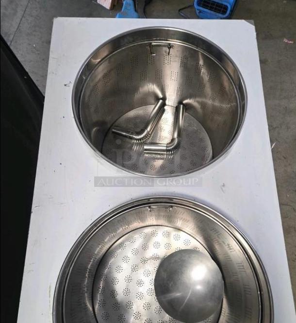 Commercial stainless steel dual noodle boiler, excellent condition, fully operational, Chinese manufacturer, unbranded.