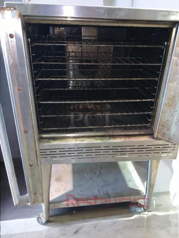 Blodgett Double-Deck Convection Oven, excellent condition, commercial standard depth, fully operational, visible racks.