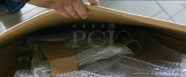 Brand new commercial folding tables, lot of 7, in box with bubble wrap. Never used, collapsible base design.