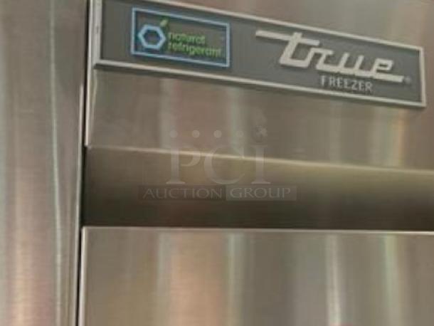 True T-35F-HC two-door reach-in freezer, excellent condition, stainless steel, "True Freezer" label visible. Fully tested.