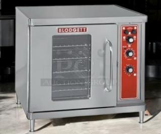 Brand new Blodgett CTB countertop electric convection oven, stainless steel, tested, ready for use, featuring adjustable controls.