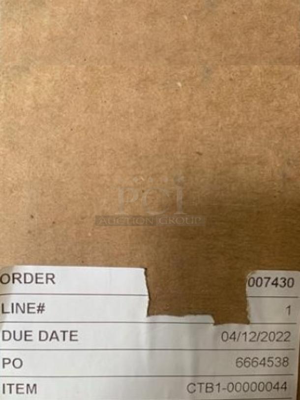 Label on cardboard packaging for Blodgett CTB Convection Oven. Shows order number, line, due date, PO number, and item code.