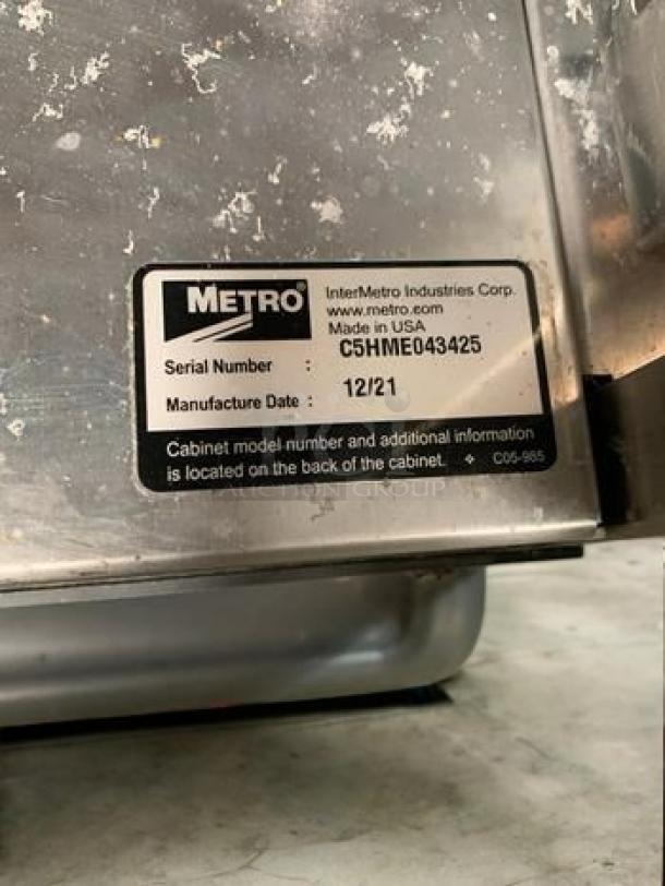 Metro C5 3-Series Heated Holding Cabinet, excellent condition, full height, model C5HME043425, manufactured 12/21.