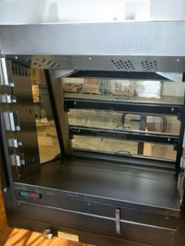 Nemco Hot Food Display Warmer, 4-tier glass merchandiser, excellent condition, fully tested, operational controls visible.