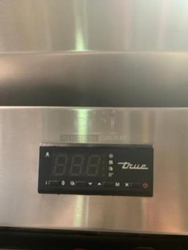 True T-23-2-HC two-door reach-in refrigerator, stainless steel finish, digital display panel, excellent condition, 23 cu. ft. capacity.