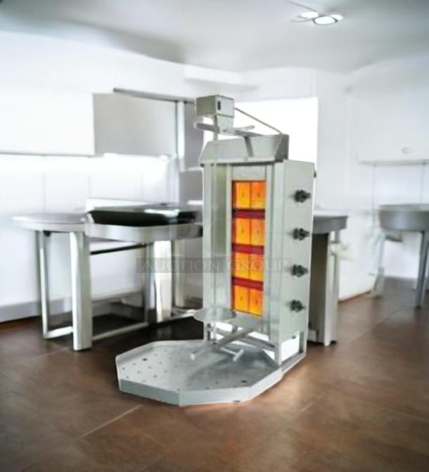 AXIS Gas Doner Grill Machine, Model AX-VB3, in excellent condition. Fully tested, operational, vertical design.