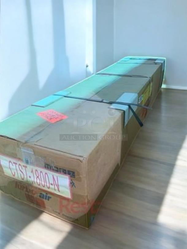 Brand new Atosa Refrigerated Prep Rail, model CTST-1800-N, factory sealed in original packaging, ready for use.