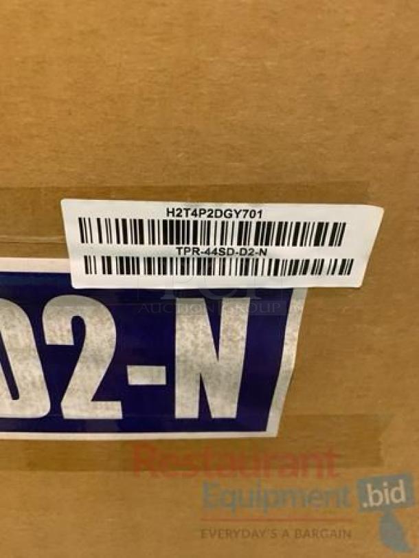 Factory-sealed True Prep Table Model TPR-44SD-D2-N, 115V. Brand new, packaging shows model label and barcode.