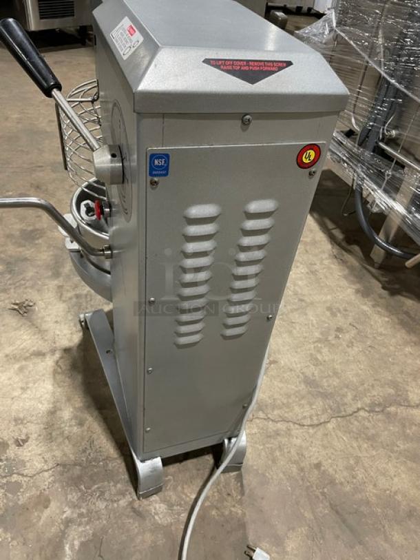 Univex SRM20 electric 20 qt. planetary mixer, stainless steel bowl guard, flat beater, wire whisk, on legs, 115V 1 Phase.