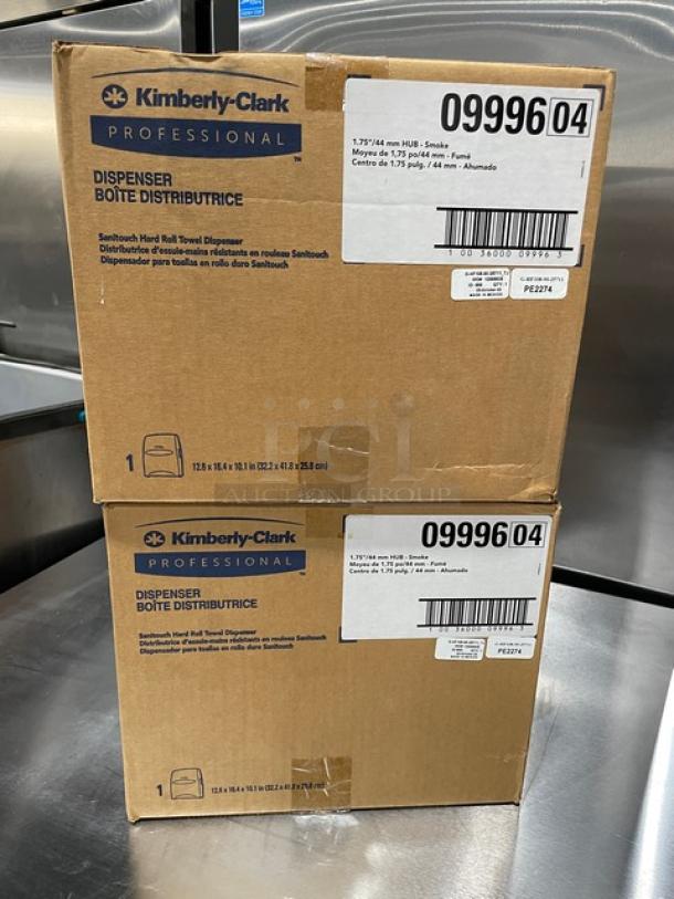 Kimberly Clark Model 09996 Smoke Black Sanitouch Paper Towel Dispensers, brand new in sealed boxes, commercial use.