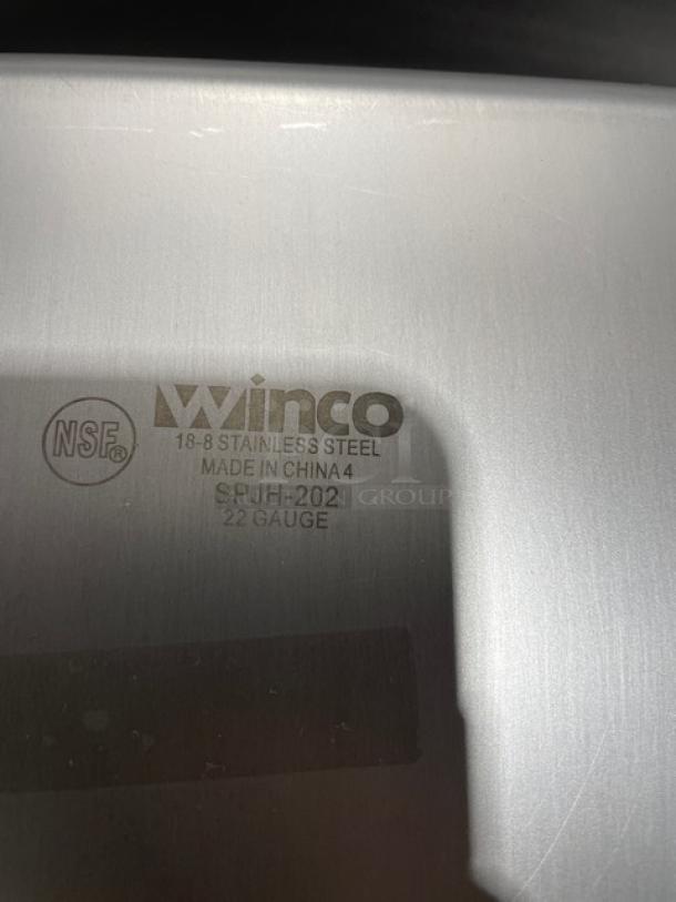 Winco SPJH-202 stainless steel hotel pan, 18-8 gauge, new condition, NSF certified, Made in China.