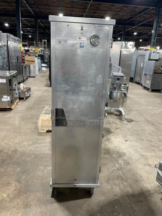 Cres-Cor electric holding/proofing cabinet, stainless steel, single section, with built-in pan slides, on casters, 110-120V, used.