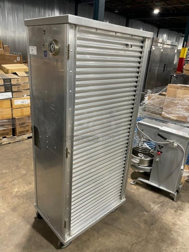 Cres-Cor commercial holding/proofing cabinet with built-in pan slides, electric, 110-120V, single section, on casters.